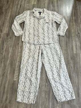 Chaps Women's Size Small 100% Cotton Floral Pajama Set Button Down PJs